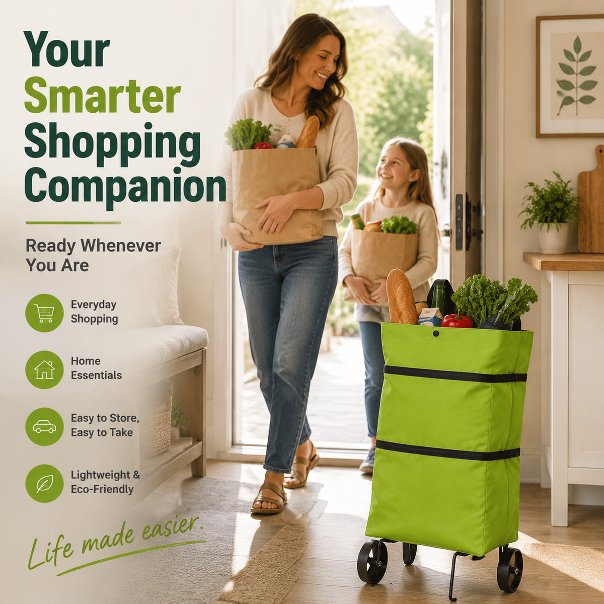 π Foldable Grocery Cart Bag β The Rolling Shopping Bag That Saves Your Back