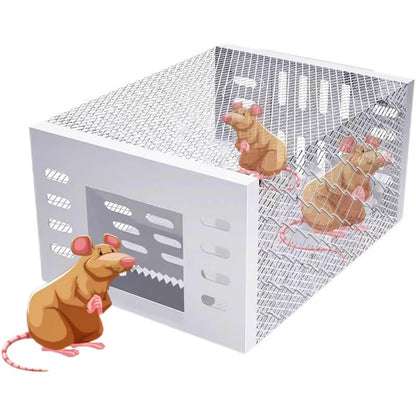 🐭 Automatic Continuous Cycle Mouse Trap One-Way Entry Door Galvanized Mesh 🚪 Sliding Bait Door Humane Reusable Extra Large 50% OFF Today