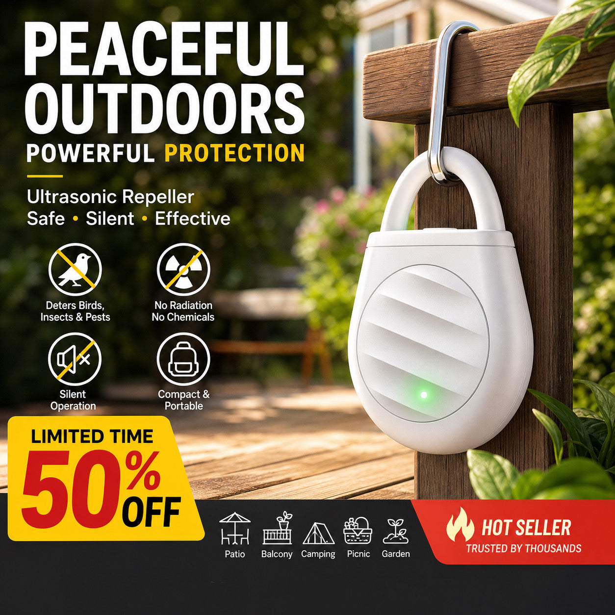 🏆 Last Day Special Price £8.77 ! 🐦Buy 2 Get 1 Free🎁No more trouble from birds, beasts and locusts！Portable Ultrasonic Bird Repellent Keychain