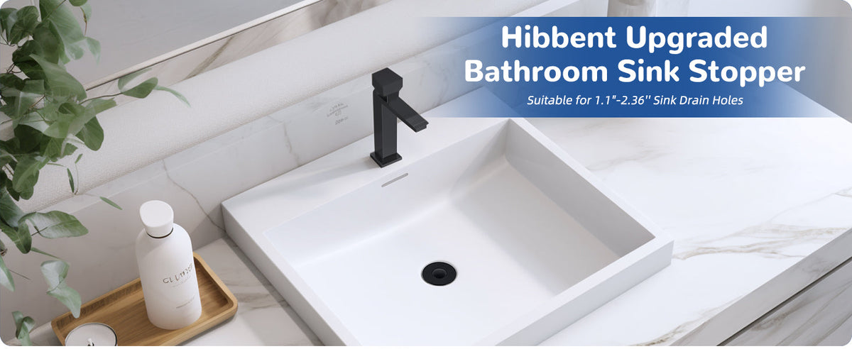 Hibbent Upgraded 3-in-1 Bathroom Sink Drain Strainer, Universal Pop-Up Plug, Removable Stainless Steel Basket-Style Hair Catcher