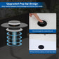 Hibbent Upgraded 3-in-1 Bathroom Sink Drain Strainer, Universal Pop-Up Plug, Removable Stainless Steel Basket-Style Hair Catcher