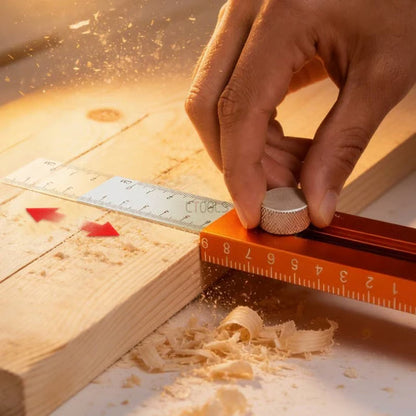📏 Multifunctional Marking Level Ruler | 3-in-1 Measuring Tool with Bubble Level & Scribing Guide |DEPTH GAUGE