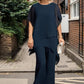 Charming Irregular Top & Wide Leg Pants Set