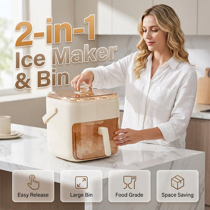 🔥 HOT SALE 🔥50%OFF 2-in-1 Ice Cube Maker with Storage Bin