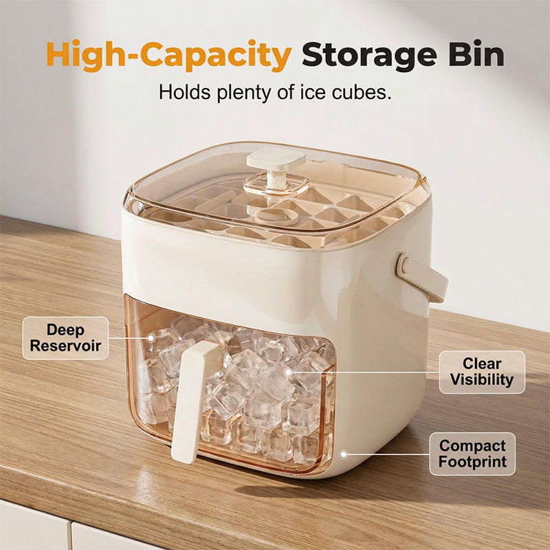 🔥 HOT SALE 🔥50%OFF 2-in-1 Ice Cube Maker with Storage Bin