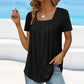 🔥HOT SALE🔥Square Neck Solid Color Short Sleeve T-Shirt - Chic & Elegant Style