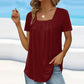 🔥HOT SALE🔥Square Neck Solid Color Short Sleeve T-Shirt - Chic & Elegant Style