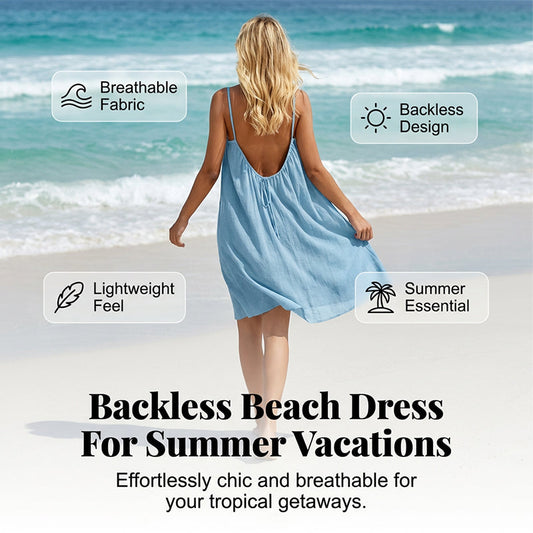 🔥 Sexy Backless Cami Dress 🌴Adjustable Drawstring Ruched Mini Dress