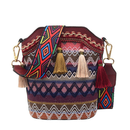 🌙 Bohemian Embroidered Tassel Crossbody Bag | Handcrafted Hippie Floral Purse