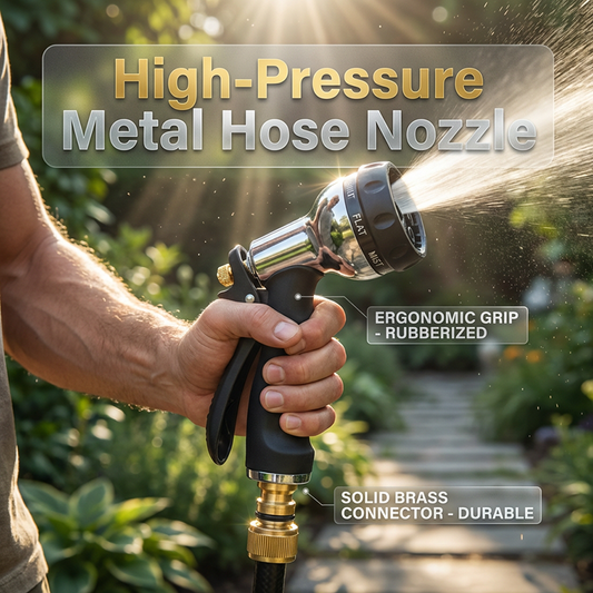 🔫 Heavy-Duty Metal Garden Hose Nozzle | Solid Brass & Zinc Sprayer for High-Pressure Watering