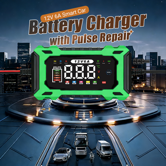 🔋 12V 6A Smart Car Battery Charger with Pulse Repair | Automatic AGM, Gel, EFB & Lead-Acid Maintainer