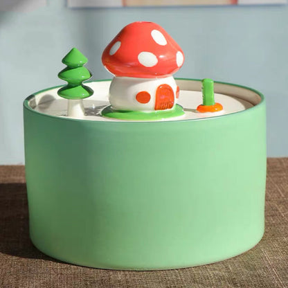 🍄 Mushroom-Shaped Ceramic Pet Water Fountain | Whimsical & Hygienic Flowing Water Bowl