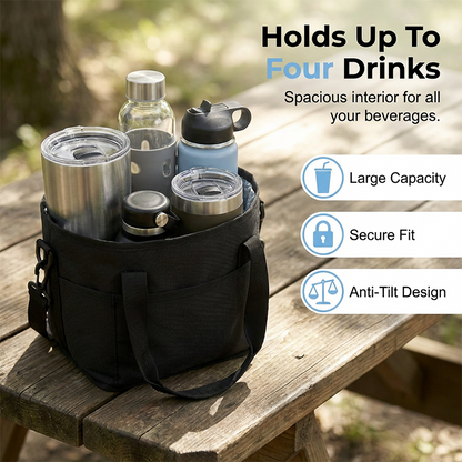 4-Cup Drink Carrier Tote with Shoulder Strap