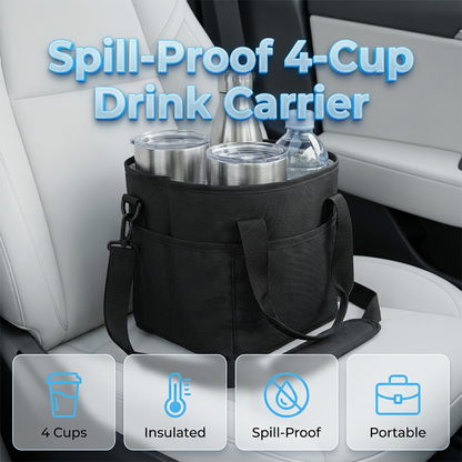 4-Cup Drink Carrier Tote with Shoulder Strap