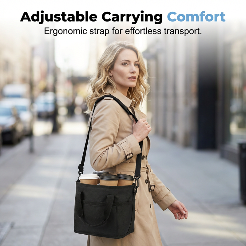 4-Cup Drink Carrier Tote with Shoulder Strap