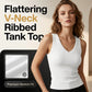 ✨ V-Neck Ribbed Tank for Women | Flattering Knit Top with a Relaxed Fit | Summer Staple & Wardrobe Essential