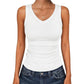 ✨ V-Neck Ribbed Tank for Women | Flattering Knit Top with a Relaxed Fit | Summer Staple & Wardrobe Essential