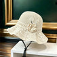 Women's Crochet Bucket Hat with Flower Accent