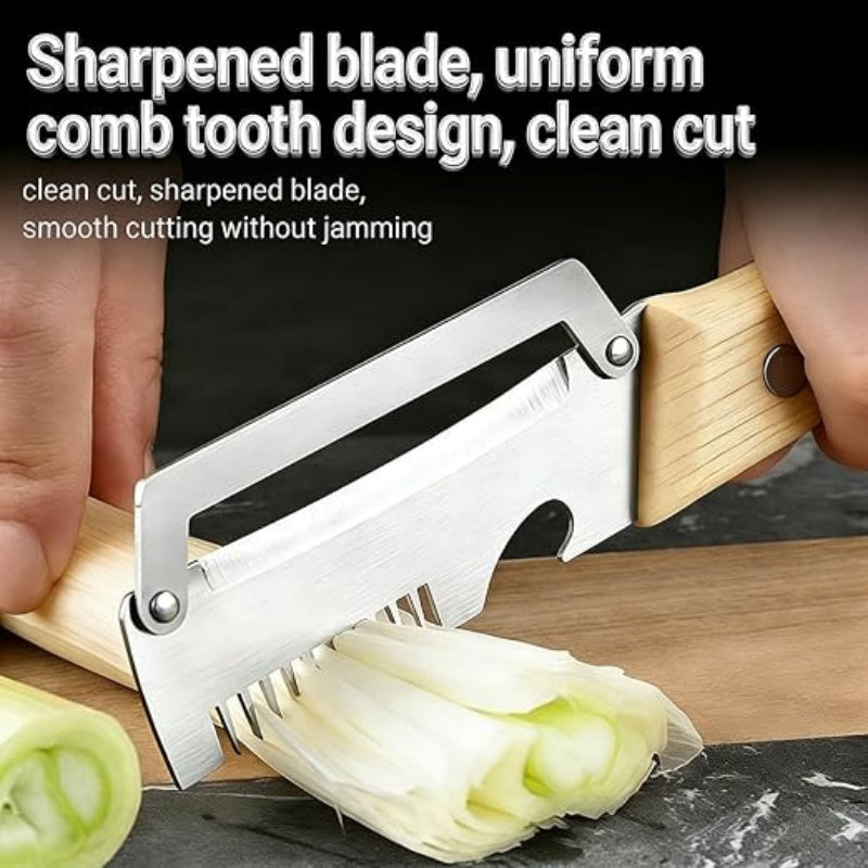 🔪 Peeler | 🧵 Julienne Maker | 🍺 Bottle Opener — All in one premium tool. Rust-proof stainless steel + wood grip. Limited offer live!