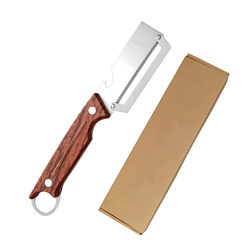 🔪 Peeler | 🧵 Julienne Maker | 🍺 Bottle Opener — All in one premium tool. Rust-proof stainless steel + wood grip. Limited offer live!
