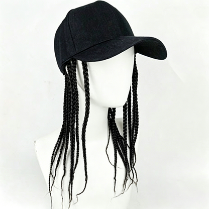 Baseball Cap with Attached Braids