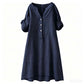 Women's Casual V-Neck Button Down Tunic Dress