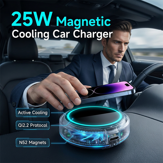 🚗 25W Magnetic Cooling Car Charger – Qi2.2, Active Fan, Strong Grip. 40% OFF Today Only！