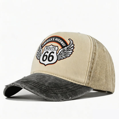 🏍️ Vintage Route 66 Baseball Cap – Distressed Style, Adjustable Fit. 40% OFF Get Yours!