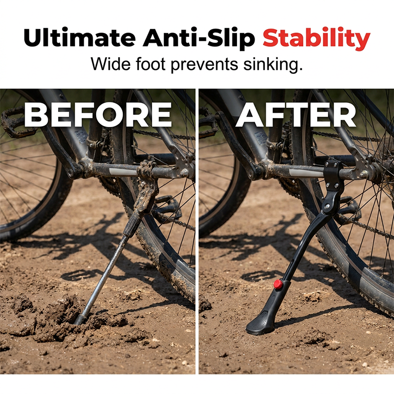 🚲 Adjustable Alloy Kickstand – Push-Button Fit, 24-29” Bikes. 40% OFF GET YOURS NOW!