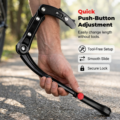 🚲 Adjustable Alloy Kickstand – Push-Button Fit, 24-29” Bikes. 40% OFF GET YOURS NOW!