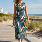 🌴 Breezy Maxi Length + Side Slit – Stay Cool, Look Stunning. White & Green. 47% OFF Get Yours