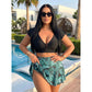 🌺 Plus-Size Tropical Two-Piece Swimsuit – Ruffle Sleeves, Tummy Control, Skirted. 47% OFF + Free Shipping!