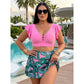 🌺 Plus-Size Tropical Two-Piece Swimsuit – Ruffle Sleeves, Tummy Control, Skirted. 47% OFF + Free Shipping!