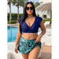 🌺 Plus-Size Tropical Two-Piece Swimsuit – Ruffle Sleeves, Tummy Control, Skirted. 47% OFF + Free Shipping!