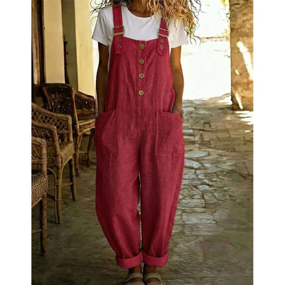 Solid Color Straight-Leg Romper with Pockets