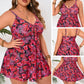 🌺 Vibrant Floral Spaghetti Strap Mini Swimdress & Triangle Bikini Set – Adjustable Bow-Tie Bust, Removable Padding & Quick-Dry