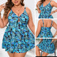 🌺 Vibrant Floral Spaghetti Strap Mini Swimdress & Triangle Bikini Set – Adjustable Bow-Tie Bust, Removable Padding & Quick-Dry