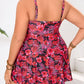 🌺 Vibrant Floral Spaghetti Strap Mini Swimdress & Triangle Bikini Set – Adjustable Bow-Tie Bust, Removable Padding & Quick-Dry