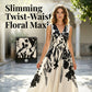 🌸 Floral Twisted Waist Maxi Dress – V-Neck, Breathable & Wrinkle-Resistant.47% OFF Get Yours!