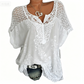 🌸 Elegant Lace Embroidered V-Neck Top – Relaxed Fit, Floral Detail. 49% OFF Limited Offer!
