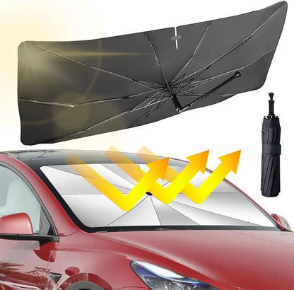 🚗 Windshield Sun Shade Umbrella 360° Bendable Handle UV Heat Block 💪 Steel Frame Compact Foldable 50% OFF Today
