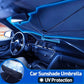 🚗 Windshield Sun Shade Umbrella 360° Bendable Handle UV Heat Block 💪 Steel Frame Compact Foldable 50% OFF Today