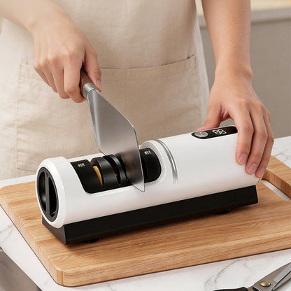 🔪 USB Rechargeable Electric Knife Sharpener Rapid 3-Second Sharpening Dual-Stage Coarse Fine Grinding ⚡ Safe Press-Down Design Stable Suction Base 50% OFF Today