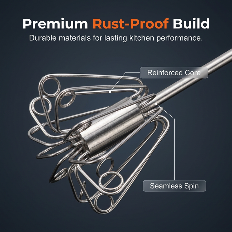 🥚🍳🥚 Semi-Automatic Turbo Whisk Stainless Steel No Electricity Effortless Whipping 🔧 Ergonomic Non-Slip Handle Rust-Proof Fast Mixing 50% OFF Today✨