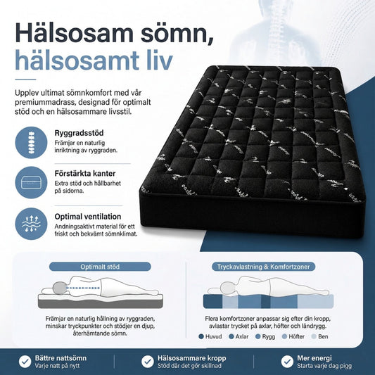 🛌 Madrass med bambufiberfyllning 🌱 | 100 % naturlig | Mjuk 💨, andningsbar & fuktreglerande sovkomfort | Hypoallergen, hållbar & miljövänlig ♻️ | Perfekt för varma nätter & känslig hud